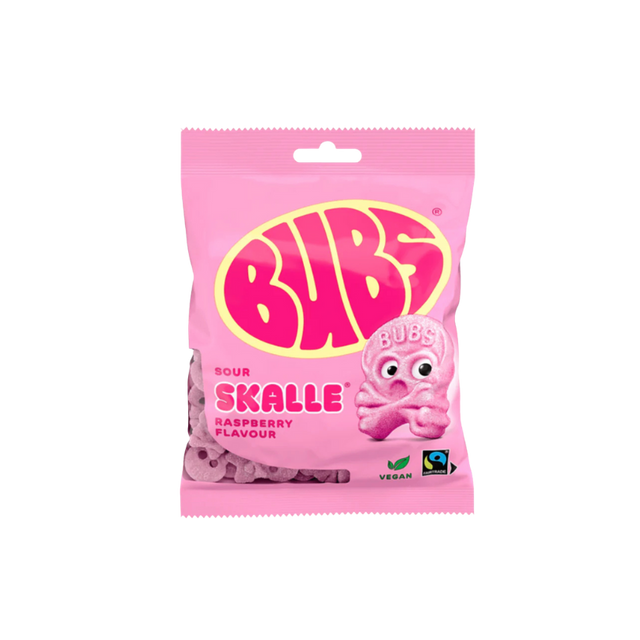 Bubs Godis Foam Skulls Raspberry – Bonbons Mousse Saveur Framboise Import Suède 90 g