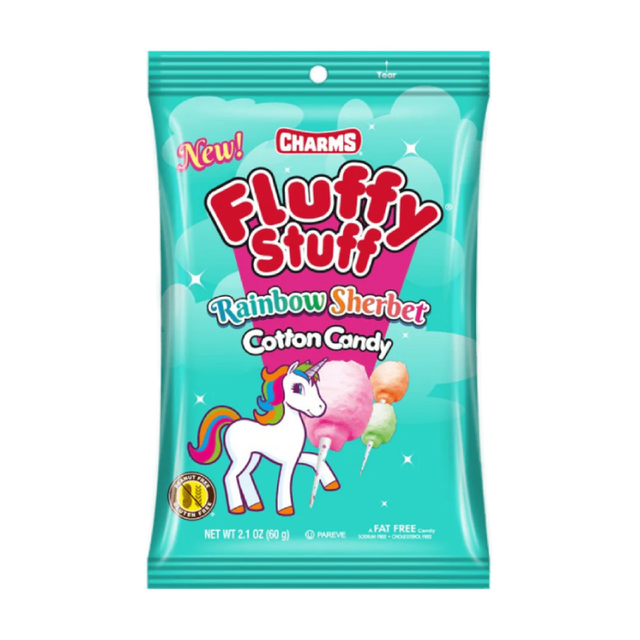 Charms Fluffy Stuff Cotton Candy Rainbow Sherbet
